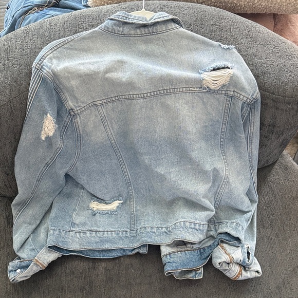 KanCan Light Blue Distressed Denim Jacket - Picture 3 of 3